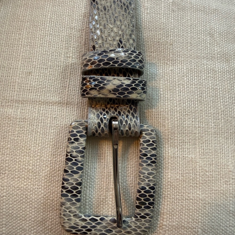 CIPRIANI Italian calfskin snakeskin print belt size medium black grey tones EUC - Picture 5 of 9